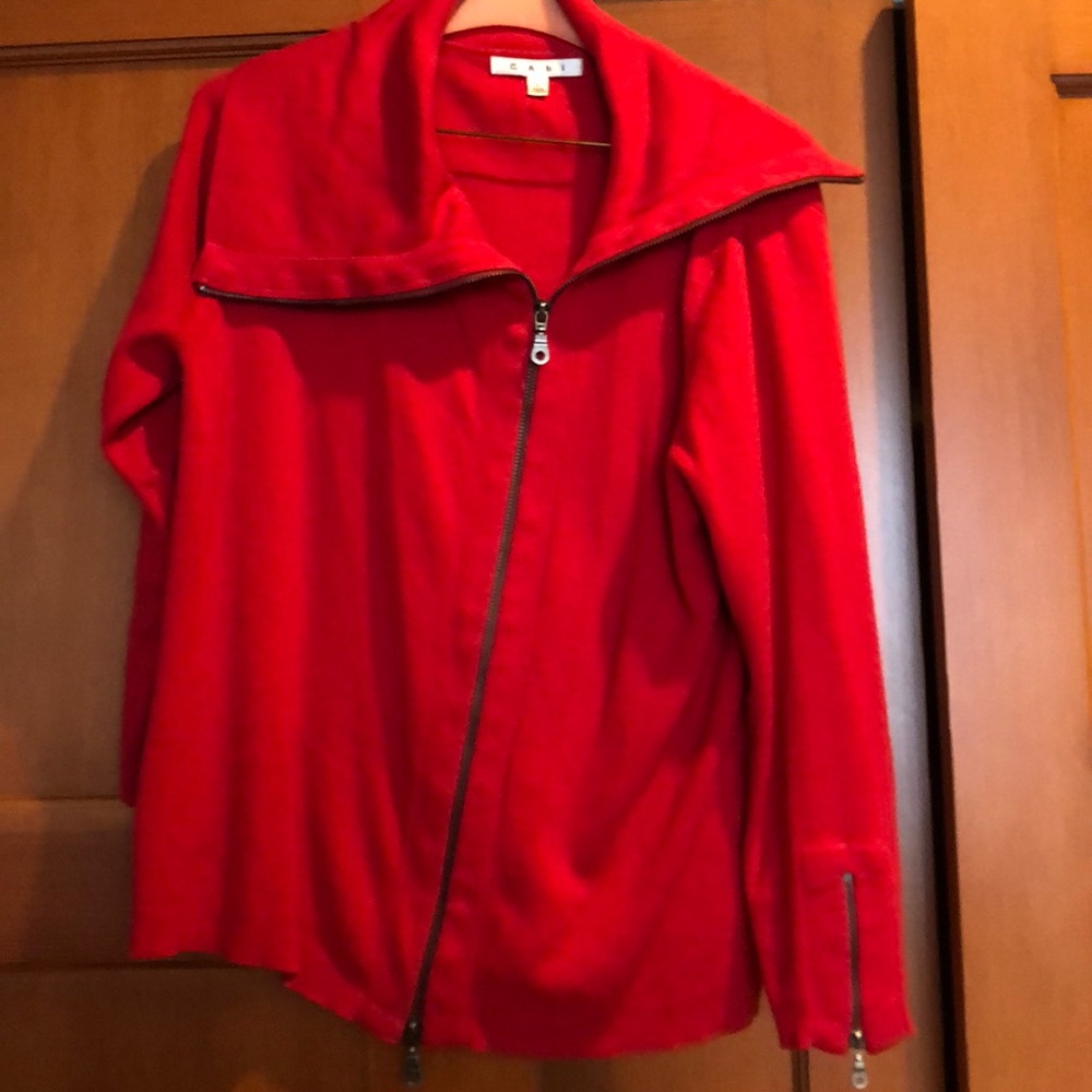 CAbi Asymmetrical Zip Front  Cardigan